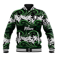 Personalised Cook Islands Mitiaro Baseball Jacket Tiare Maori Polynesian Waves Tattoo