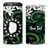 Personalised Cook Islands Mitiaro 4 in 1 Can Cooler Tumbler Tiare Maori Polynesian Waves Tattoo