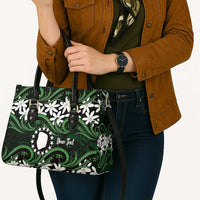 Personalised Cook Islands Mitiaro Leather Bag Tiare Maori Polynesian Waves Tattoo