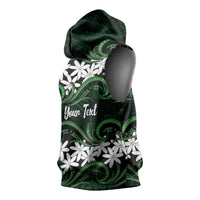 Personalised Cook Islands Mitiaro Sleeveless Hoodie Tiare Maori Polynesian Waves Tattoo