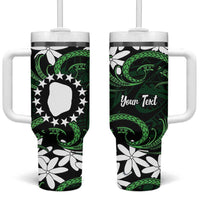 Personalised Cook Islands Mitiaro Tumbler With Handle Tiare Maori Polynesian Waves Tattoo