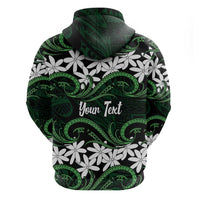 Personalised Cook Islands Mitiaro Zip Hoodie Tiare Maori Polynesian Waves Tattoo