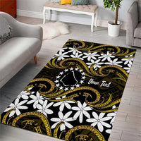 Personalised Cook Islands Manihiki Area Rug Tiare Maori Polynesian Waves Tattoo