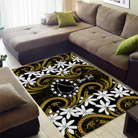 Personalised Cook Islands Manihiki Area Rug Tiare Maori Polynesian Waves Tattoo