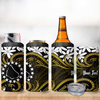 Personalised Cook Islands Manihiki 4 in 1 Can Cooler Tumbler Tiare Maori Polynesian Waves Tattoo