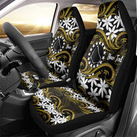 Personalised Cook Islands Manihiki Car Seat Cover Tiare Maori Polynesian Waves Tattoo