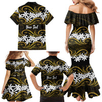 Personalised Cook Islands Manihiki Family Matching Mermaid Dress and Hawaiian Shirt Tiare Maori Polynesian Waves Tattoo LT14 - Polynesian Pride