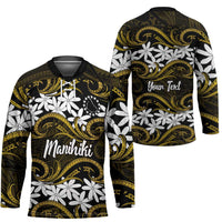 Personalised Cook Islands Manihiki Hockey Jersey Tiare Maori Polynesian Waves Tattoo