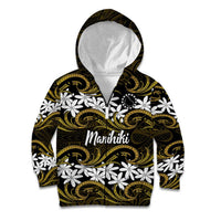 Personalised Cook Islands Manihiki Kid Hoodie Tiare Maori Polynesian Waves Tattoo