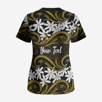 Personalised Cook Islands Manihiki Scrub Top Tiare Maori Polynesian Waves Tattoo