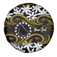 Personalised Cook Islands Manihiki Spare Tire Cover Tiare Maori Polynesian Waves Tattoo
