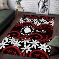 Personalised Cook Islands Atiu Enuamanu Area Rug Tiare Maori Polynesian Waves Tattoo
