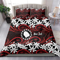Personalised Cook Islands Atiu Enuamanu Bedding Set Tiare Maori Polynesian Waves Tattoo