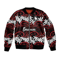 Personalised Cook Islands Atiu Enuamanu Bomber Jacket Tiare Maori Polynesian Waves Tattoo