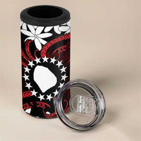 Personalised Cook Islands Atiu Enuamanu 4 in 1 Can Cooler Tumbler Tiare Maori Polynesian Waves Tattoo