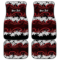 Personalised Cook Islands Atiu Enuamanu Car Mats Tiare Maori Polynesian Waves Tattoo