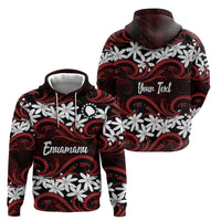 Personalised Cook Islands Atiu Enuamanu Hoodie Tiare Maori Polynesian Waves Tattoo