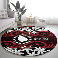 Personalised Cook Islands Atiu Enuamanu Round Carpet Tiare Maori Polynesian Waves Tattoo