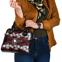 Personalised Cook Islands Atiu Enuamanu Shoulder Handbag Tiare Maori Polynesian Waves Tattoo