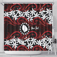 Personalised Cook Islands Atiu Enuamanu Shower Curtain Tiare Maori Polynesian Waves Tattoo