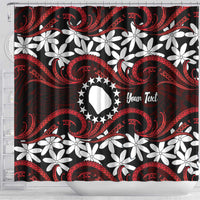 Personalised Cook Islands Atiu Enuamanu Shower Curtain Tiare Maori Polynesian Waves Tattoo