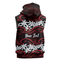 Personalised Cook Islands Atiu Enuamanu Sleeveless Hoodie Tiare Maori Polynesian Waves Tattoo