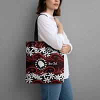 Personalised Cook Islands Atiu Enuamanu Tote Bag Tiare Maori Polynesian Waves Tattoo