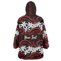 Personalised Cook Islands Atiu Enuamanu Wearable Blanket Hoodie Tiare Maori Polynesian Waves Tattoo