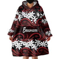 Personalised Cook Islands Atiu Enuamanu Wearable Blanket Hoodie Tiare Maori Polynesian Waves Tattoo
