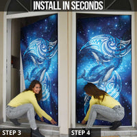 New Zealand Humpback Whale Matariki Door Cover Maori New Year Taniko Niho Taniwha