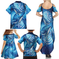New Zealand Humpback Whale Matariki Family Matching Summer Maxi Dress and Hawaiian Shirt Maori New Year Taniko Niho Taniwha LT14 - Polynesian Pride