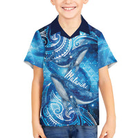 New Zealand Humpback Whale Matariki Kid Hawaiian Shirt Maori New Year Taniko Niho Taniwha