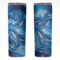 New Zealand Humpback Whale Matariki Skinny Tumbler Maori New Year Taniko Niho Taniwha LT14 Blue - Polynesian Pride