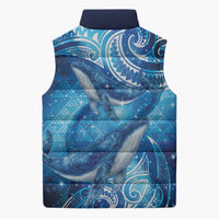 New Zealand Humpback Whale Matariki Sleeveless Puffer Jacket Maori New Year Taniko Niho Taniwha