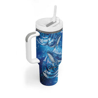 New Zealand Humpback Whale Matariki Tumbler With Handle Maori New Year Taniko Niho Taniwha LT14 - Polynesian Pride