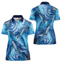 New Zealand Humpback Whale Matariki Women Polo Shirt Maori New Year Taniko Niho Taniwha LT14 - Polynesian Pride