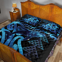 Humpback Whale Matariki New Zealand Quilt Bed Set NZ Maori Paikea Poutama Luxury Blue
