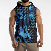 Humpback Whale Matariki New Zealand Sleeveless Hoodie NZ Maori Paikea Poutama Luxury Blue