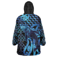 Humpback Whale Matariki New Zealand Wearable Blanket Hoodie NZ Maori Paikea Poutama Luxury Blue LT14 - Polynesian Pride