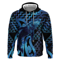 Humpback Whale Matariki New Zealand Zip Hoodie NZ Maori Paikea Poutama Luxury Blue
