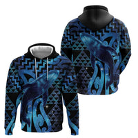 Humpback Whale Matariki New Zealand Zip Hoodie NZ Maori Paikea Poutama Luxury Blue