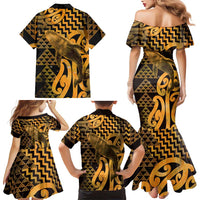 Humpback Whale Matariki New Zealand Family Matching Mermaid Dress and Hawaiian Shirt NZ Maori Paikea Poutama Luxury Gold LT14 - Polynesian Pride