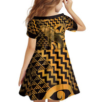 Humpback Whale Matariki New Zealand Family Matching Off Shoulder Maxi Dress and Hawaiian Shirt NZ Maori Paikea Poutama Luxury Gold LT14 - Polynesian Pride