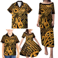 Humpback Whale Matariki New Zealand Family Matching Puletasi and Hawaiian Shirt NZ Maori Paikea Poutama Luxury Gold LT14 - Polynesian Pride