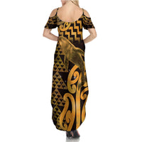 Humpback Whale Matariki New Zealand Family Matching Summer Maxi Dress and Hawaiian Shirt NZ Maori Paikea Poutama Luxury Gold LT14 - Polynesian Pride