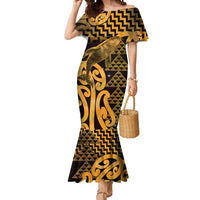 Humpback Whale Matariki New Zealand Mermaid Dress NZ Maori Paikea Poutama Luxury Gold LT14 Women Gold - Polynesian Pride