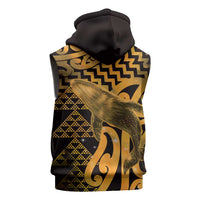 Humpback Whale Matariki New Zealand Sleeveless Zip Hoodie NZ Maori Paikea Poutama Luxury Gold LT14 - Polynesian Pride