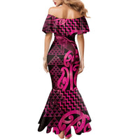 Humpback Whale Matariki New Zealand Family Matching Mermaid Dress and Hawaiian Shirt NZ Maori Paikea Poutama Luxury Pink LT14 - Polynesian Pride