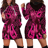 Humpback Whale Matariki New Zealand Hoodie Dress NZ Maori Paikea Poutama Luxury Pink LT14 - Polynesian Pride