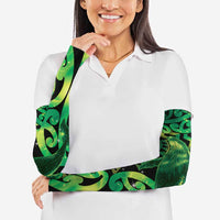 Humpback Whale Matariki New Zealand Arm Sleeves NZ Maori Paikea Poutama Luxury Green